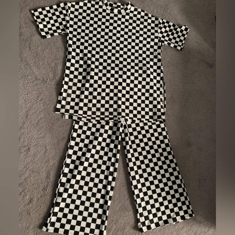 Dressed in LALA Black and white checkered matching outfit